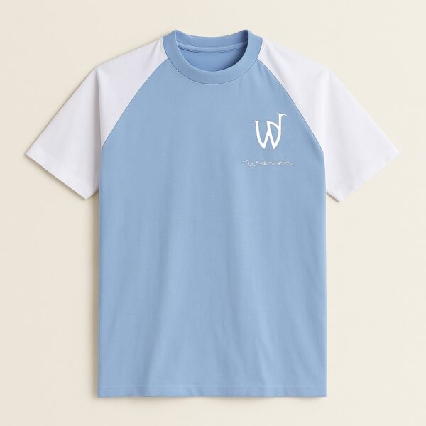 Wave Raglan T-Shirt – Sky Blue & White | Puff Print Logo