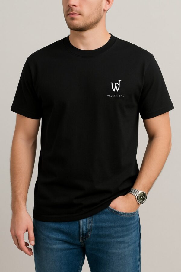 Wave Minimal Puff Print Tee – Black - Image 3
